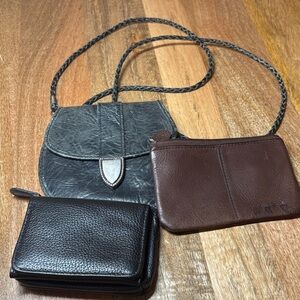 Lot of 3 Small Leather Wallets- Rolfs and Unbranded